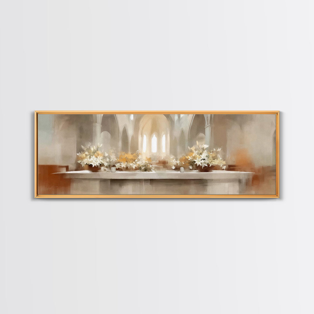 Lily Adoration | Framed Canvas Print | Panoramic Painting | Christian Art | Christian Wall Art | Christian Art Canvas | Christmas Art