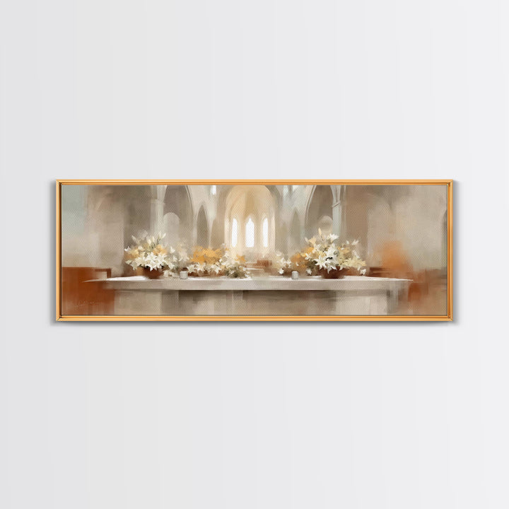 Lily Adoration | Framed Canvas Print | Panoramic Painting | Christian Art | Christian Wall Art | Christian Art Canvas | Christmas Art