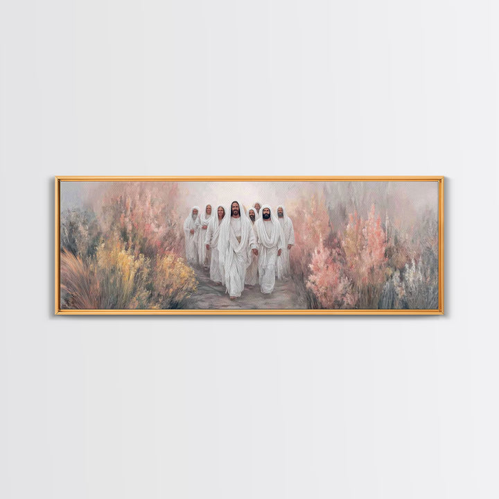 Walking In Glory | Framed Canvas Print | Christian Art Canvas | Christian Wall Art | Jesus Painting | Panoramic Art | Modern Christian Art