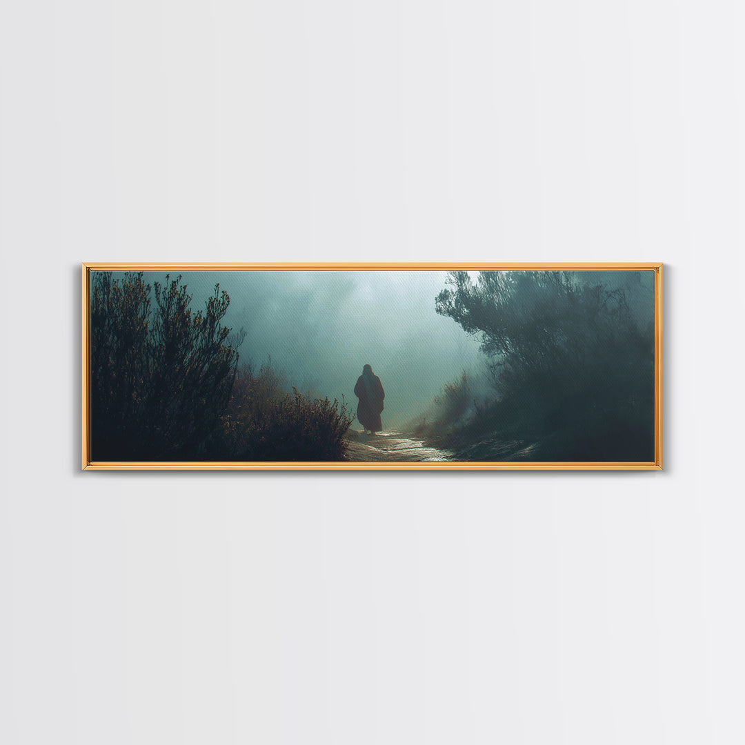 Shrouded Wilderness Path – Framed Canvas Print – Christian Wall Art – Panoramic Painting – Jesus Art Print – Christian Art Canvas – Christm