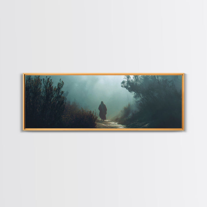 Shrouded Wilderness Path – Framed Canvas Print – Christian Wall Art – Panoramic Painting – Jesus Art Print – Christian Art Canvas – Christm