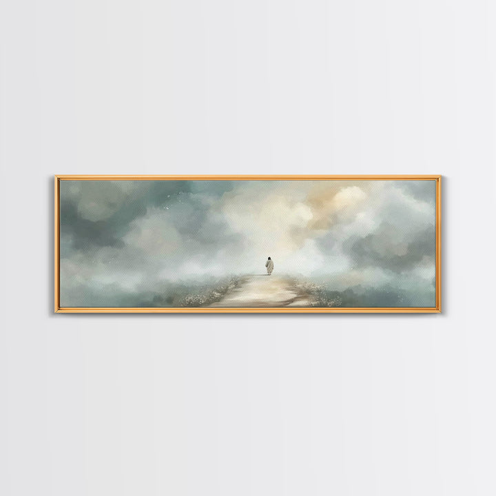 Pastoral Shepherd Calm | Framed Canvas Print | Christian Wall Art | Christian Art Canvas | Panoramic Art | Vintage Christian Art | Christma