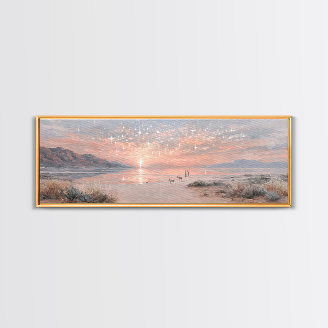 Starry Dawn Promise – Framed Canvas Print – Christian Wall Art – Panoramic Painting – Christian Art Canvas – Christmas Art – Jesus Painting