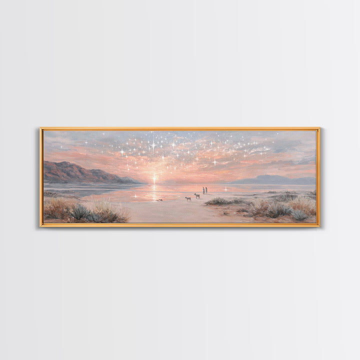 Starry Dawn Promise – Framed Canvas Print – Christian Wall Art – Panoramic Painting – Christian Art Canvas – Christmas Art – Jesus Painting