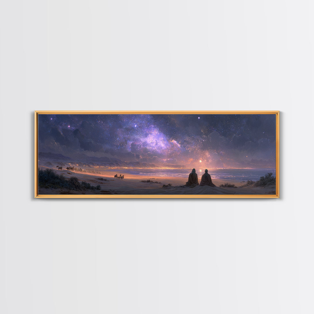 Twilight Wonder Sky, Framed Canvas Print, Panoramic Art, Christian Wall Art, Christian Art Canvas, Jesus Christmas Art, Modern Christian Ar