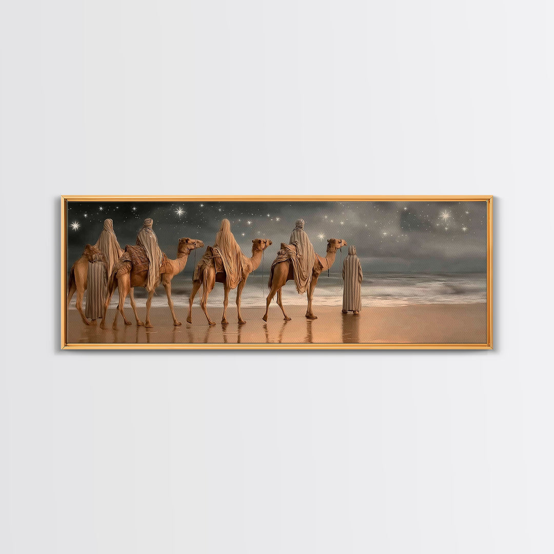 Guiding Star Journey | Framed Canvas Print | Christian Wall Art | Panoramic Print | Christian Art Canvas | Christmas Art | Christian Painti
