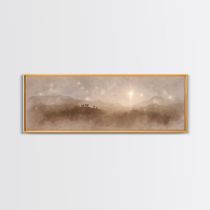 Midnight Caravan Sky | Framed Canvas Print | Panoramic Painting | Christian Art Canvas | Christmas Art | Christian Wall Art | Jesus Paintin