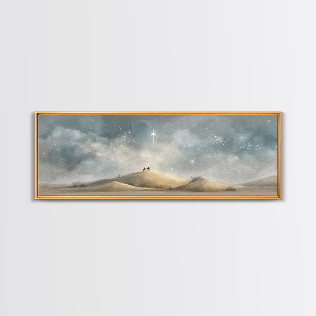 Wandering Star Path | Framed Canvas Print | Christian Wall Art | Panoramic Art | Christian Christmas Art | Christian Art Canvas | Jesus Pai