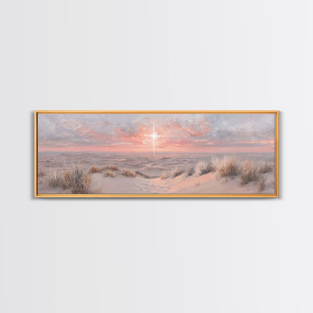 Dawn of Promise – Framed Canvas Print – Panoramic Painting – Christian Art – Christmas Wall Art – Jesus Canvas Art – Christian Gift Ideas