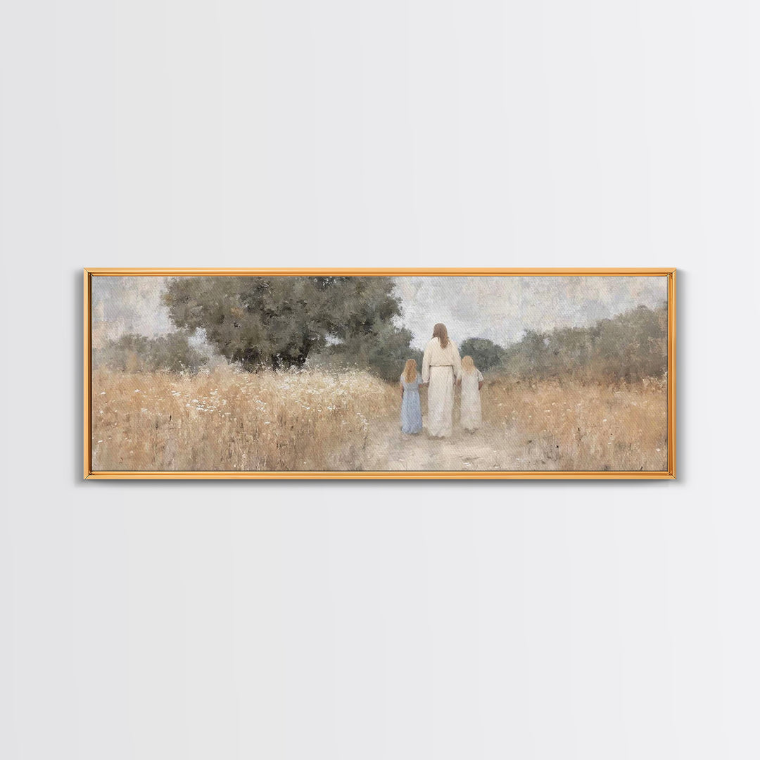 Silent Faith Journey | Framed Canvas Print | Panoramic Painting | Christian Art | Jesus Painting | Christian Christmas Art | Christian Wall