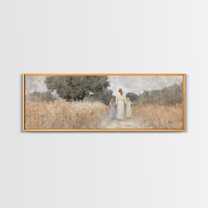 Silent Faith Journey | Framed Canvas Print | Panoramic Painting | Christian Art | Jesus Painting | Christian Christmas Art | Christian Wall