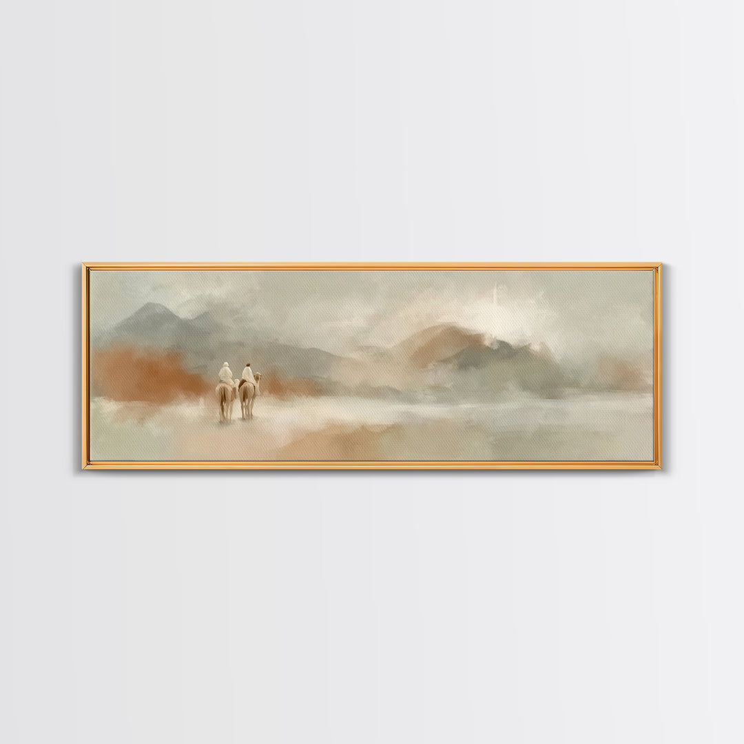 Desert Wayfarers | Framed Canvas Print | Panoramic Painting | Christian Art Canvas | Christian Art | Christian Wall Art | Large Christian P