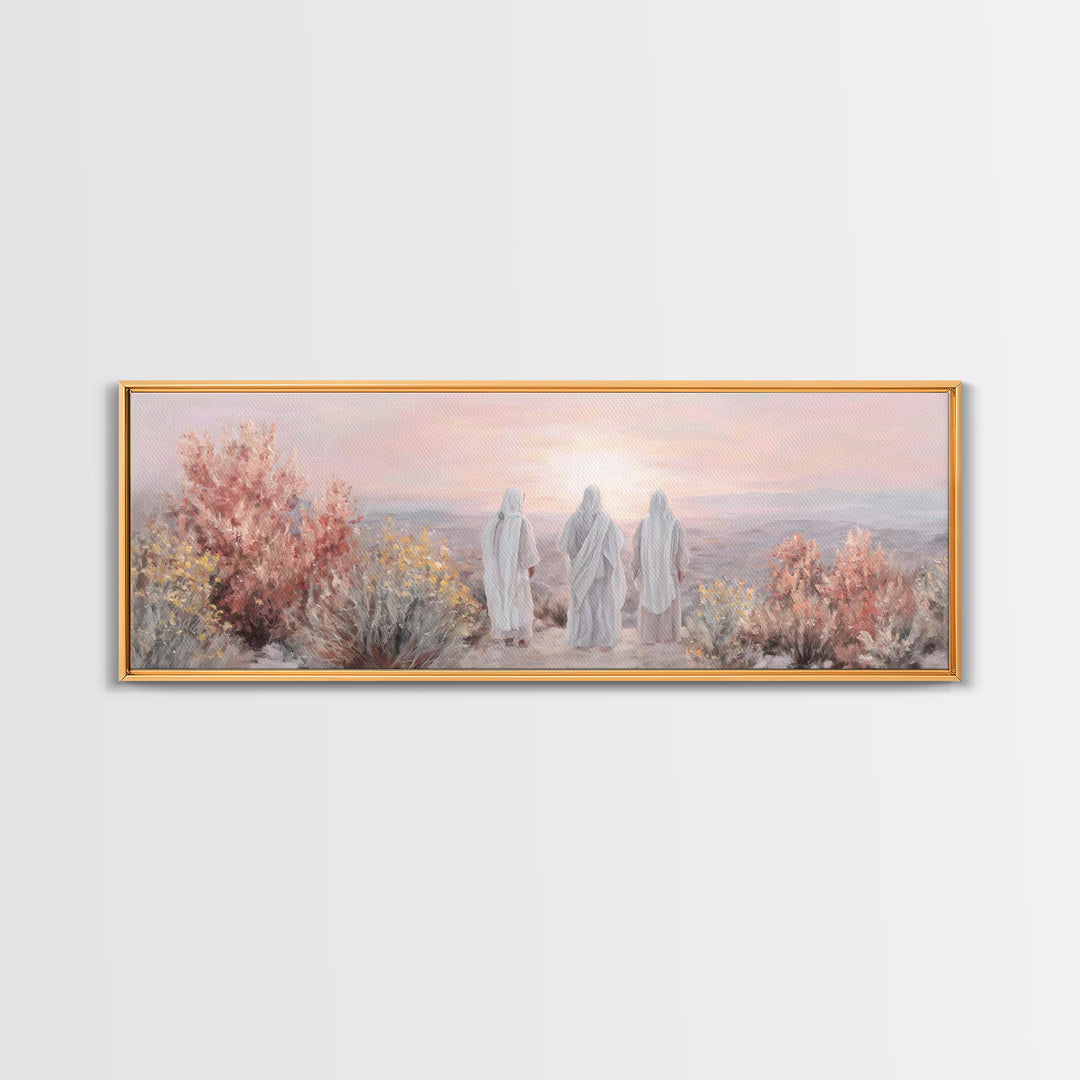 Three At Dawn – Framed Canvas Print – Panoramic Frame – Christian Art Canvas – Christian Art – Christian Wall Art – Modern Christian Painti