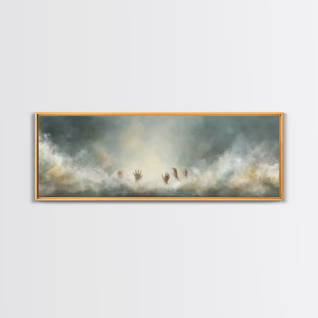 Heavenward Hands – Framed Canvas Print – Panoramic Frame – Christian Art – Christian Art Canvas – Christian Painting – Christian Christmas