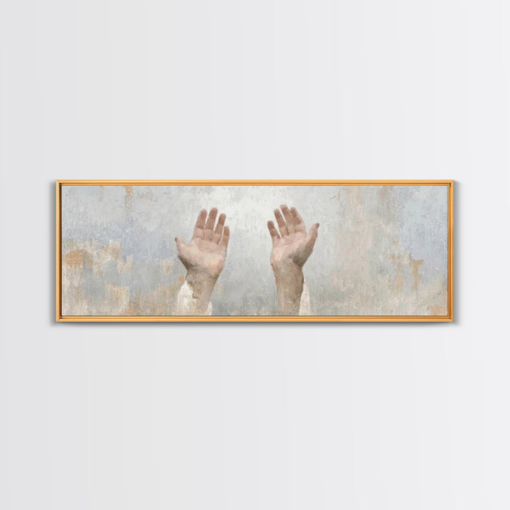 Hands Of Hope, Framed Canvas Print, Christian Art Canvas, Panoramic Wall Art, Christian Art Print, Christian Painting, Christian Gift