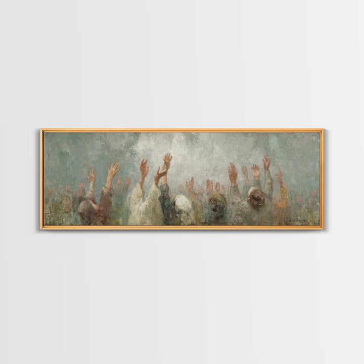 Cloudborne Worship - Framed Canvas Print - Christian Art Canvas - Panoramic Frame - Christian Painting - Christian Wall Art - Christian Gif