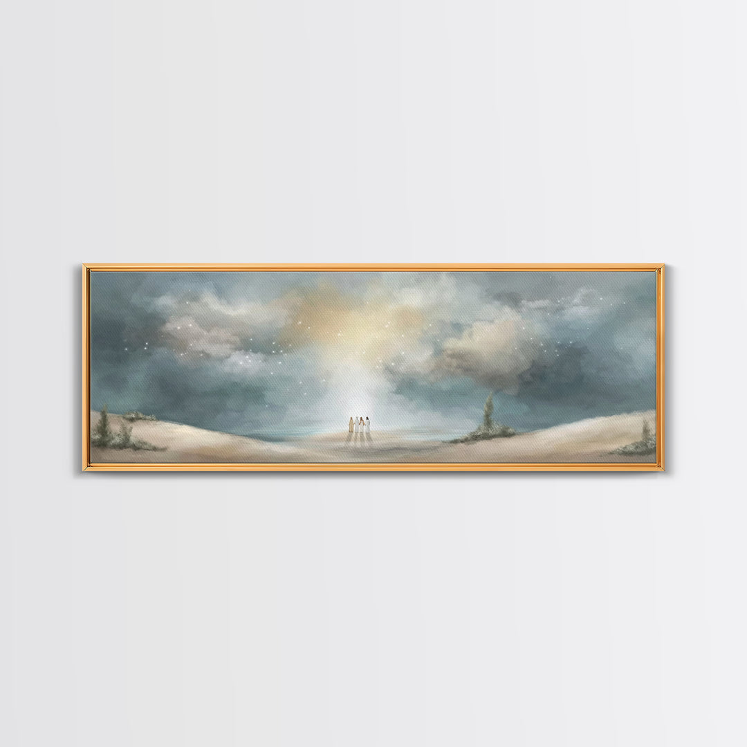 Heavenly Gathering, Framed Canvas Print, Panoramic Print, Christian Art, Christian Wall Art, Christian Art Canvas, Moody Christian Art