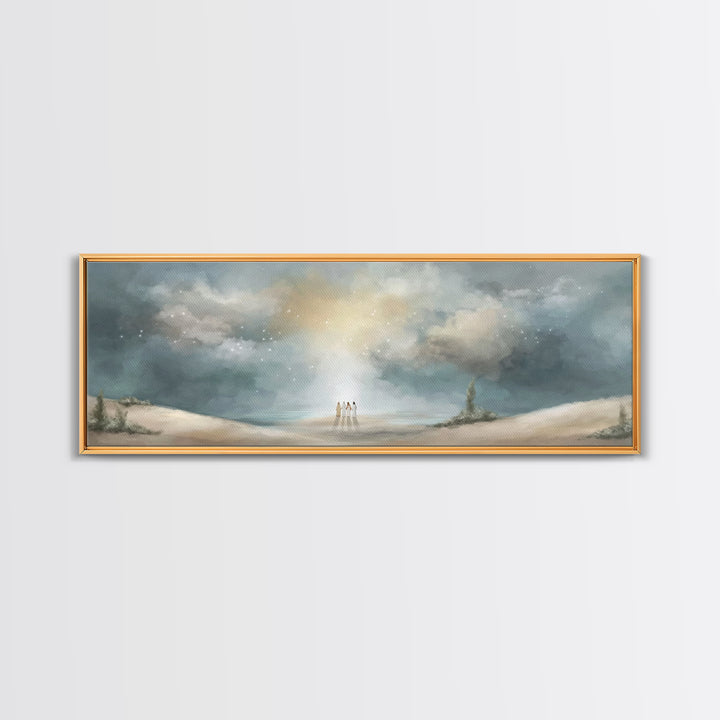 Heavenly Gathering, Framed Canvas Print, Panoramic Print, Christian Art, Christian Wall Art, Christian Art Canvas, Moody Christian Art