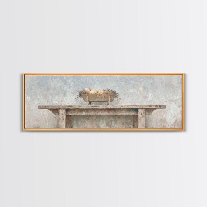 Holy Cradle | Framed Canvas Print | Christian Wall Art | Christian Gift Ideas | Extra Wide Art | Christmas Wall Art