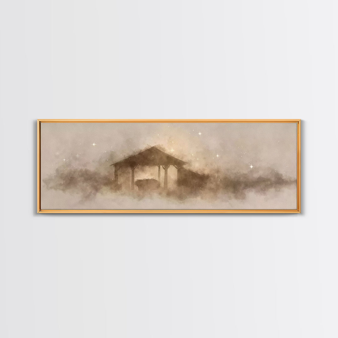 Heavenly Child Rest | Framed Canvas Print | Christian Christmas Art | Panoramic Painting | Christian Art Print | Jesus Painting