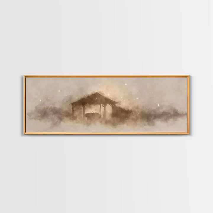 Heavenly Child Rest | Framed Canvas Print | Christian Christmas Art | Panoramic Painting | Christian Art Print | Jesus Painting