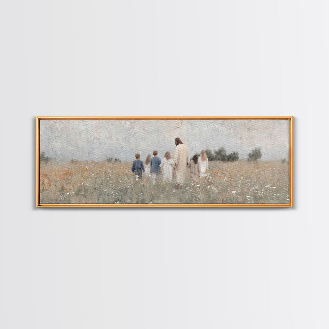 Fields Of His Mercy – Framed Canvas Print – Christian Wall Art – Panoramic Art – Jesus Painting Canvas – Christian Gift Ideas