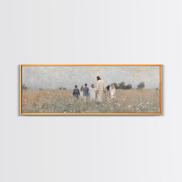 Fields Of His Mercy – Framed Canvas Print – Christian Wall Art – Panoramic Art – Jesus Painting Canvas – Christian Gift Ideas