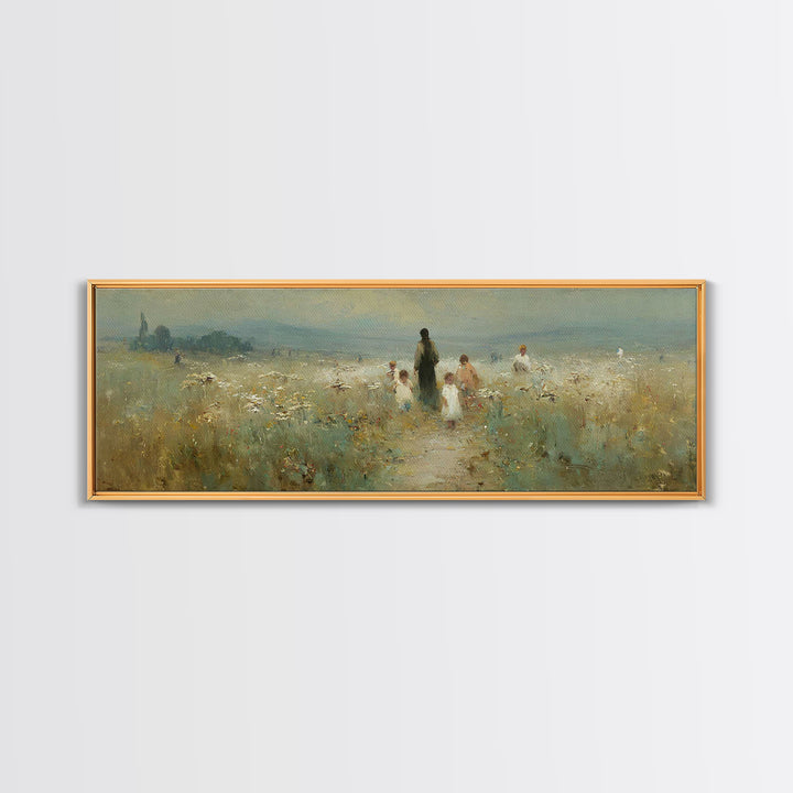 Meadow Of His Peace | Framed Canvas Print | Panoramic Art | Christian Art Canvas | Jesus Wall Art | Christian Painting