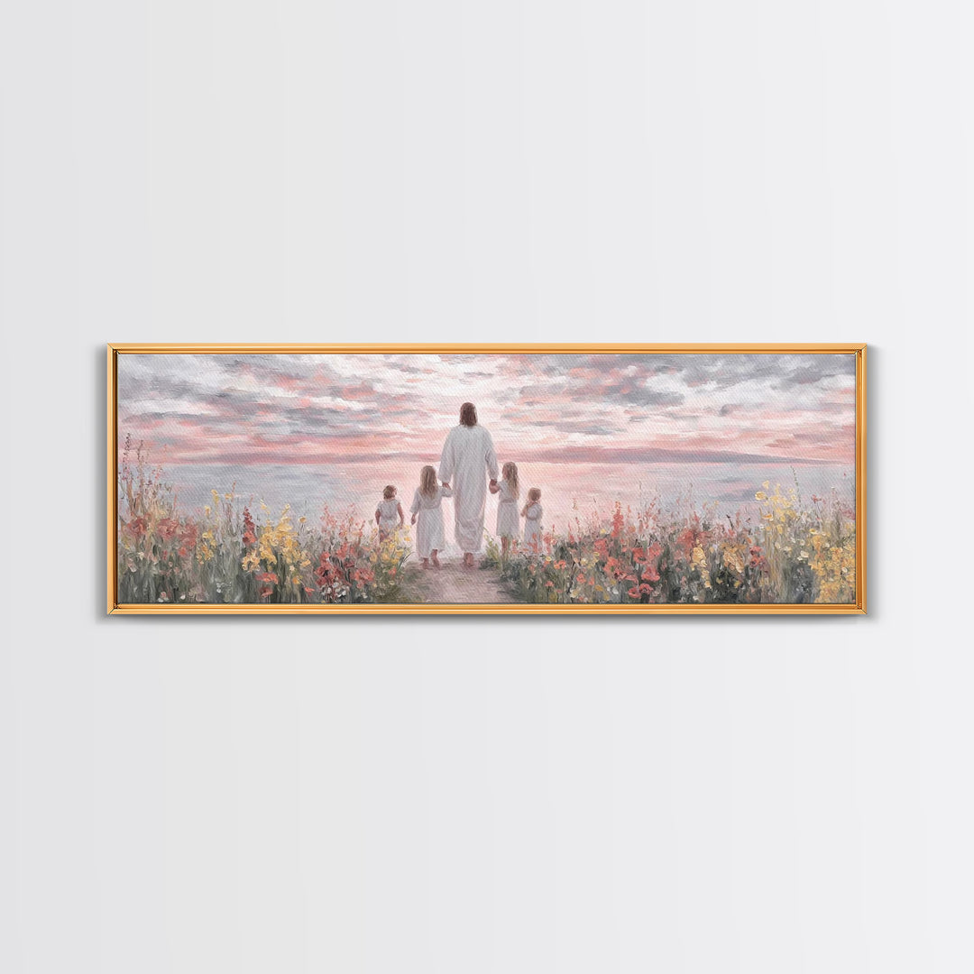 Sunrise Of Grace, Framed Canvas Print, Christian Art Canvas, Panoramic Frame, Jesus Painting, Christian Wall Art