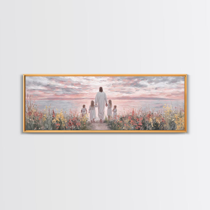 Sunrise Of Grace, Framed Canvas Print, Christian Art Canvas, Panoramic Frame, Jesus Painting, Christian Wall Art