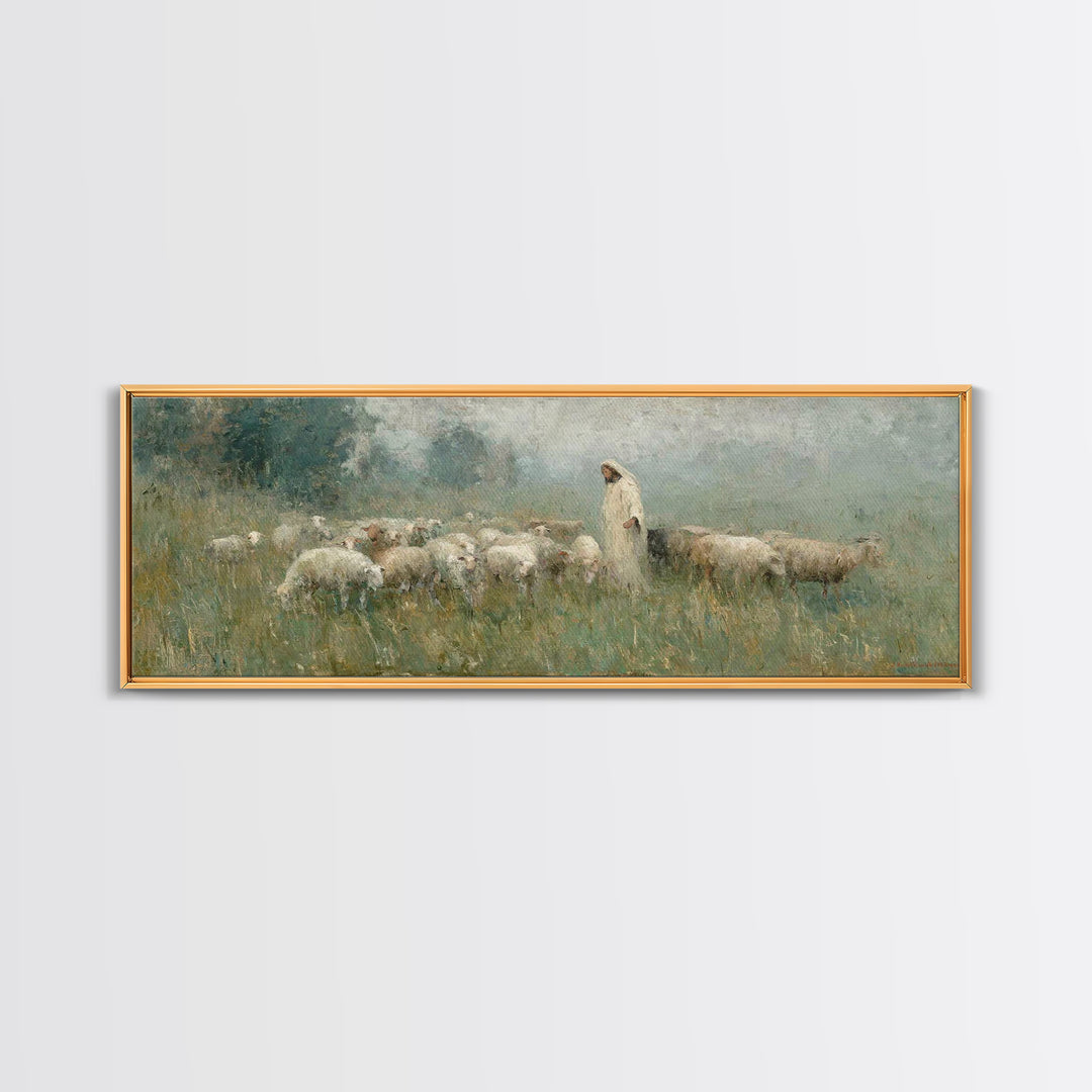 Glory In The Meadow | Framed Canvas Print | Christian Wall Art | Christian Painting | Christian Art Canvas | Panoramic Art | Christian Home