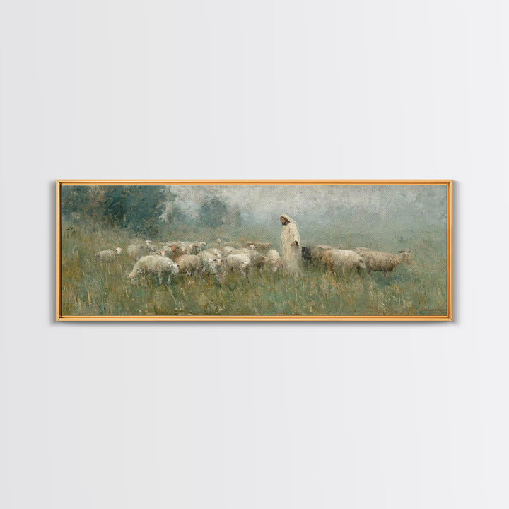 Glory In The Meadow | Framed Canvas Print | Christian Wall Art | Christian Painting | Christian Art Canvas | Panoramic Art | Christian Home
