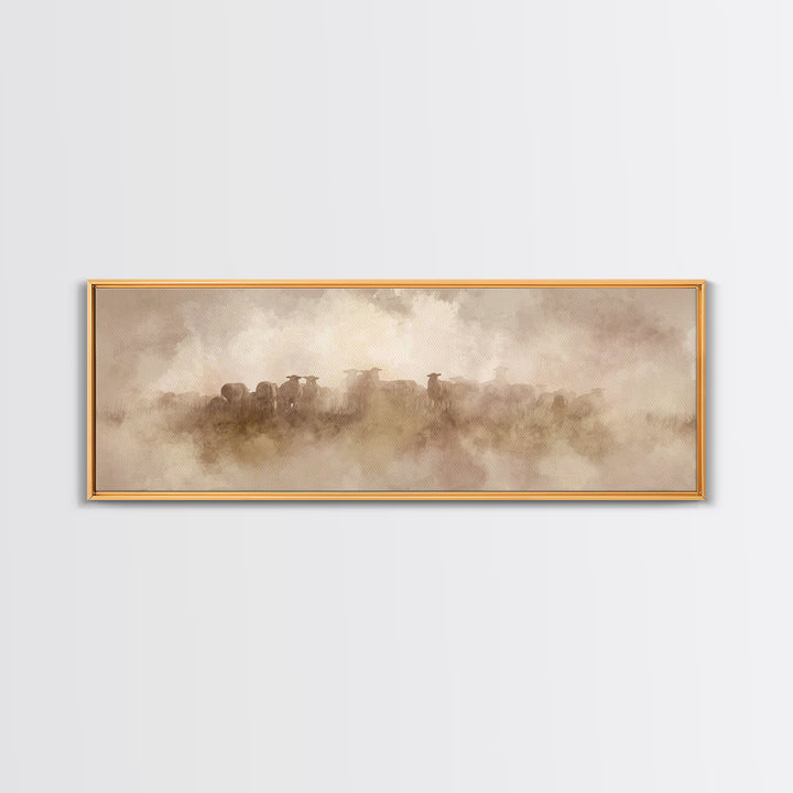 Shepherd’s Quiet Watch, Framed Canvas Print, Christian Wall Art, Christian Art Canvas, Jesus Painting, Panoramic Painting, Christian Christ