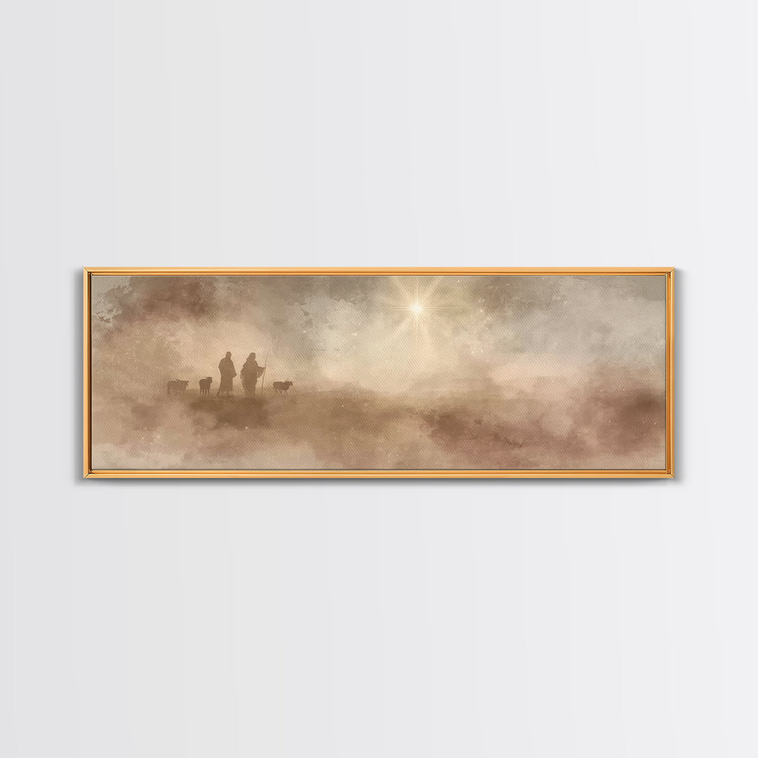 Desert Star Calling, Framed Canvas Print, Christian Art Canvas, Panoramic Painting, Christian Christmas Art, Christian Wall Art, Jesus Art