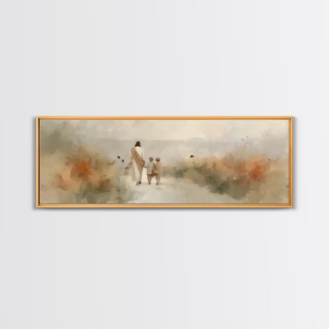 Light Of The Way | Framed Canvas Print | Panoramic Frame | Christian Art | Jesus Painting | Christian Wall Art