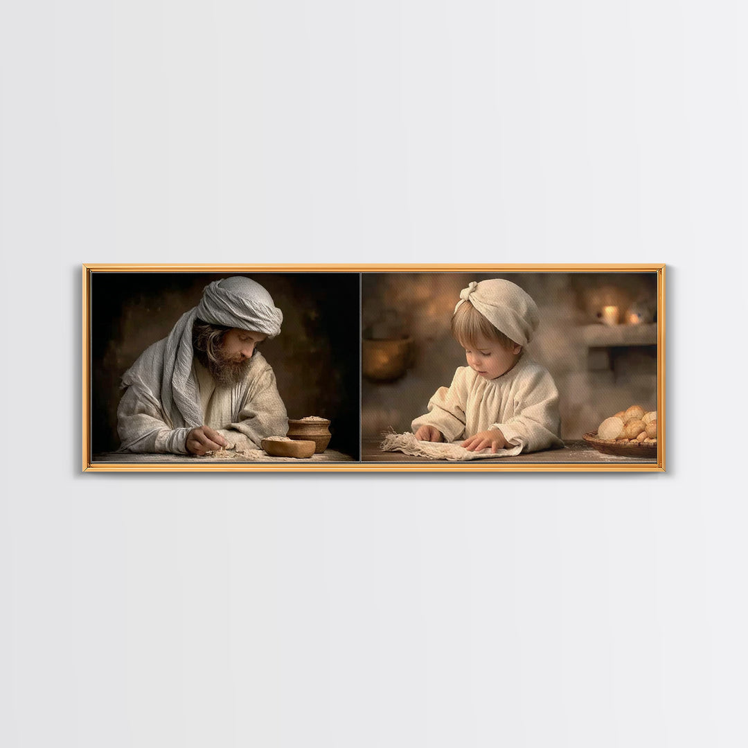 The Shining Gift, Framed Canvas Print, Panoramic Art, Christian Art Canvas, Christian Wall Art, Christian Decor, Jesus Painting, Christmas
