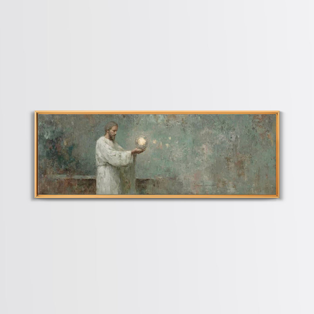 Lantern Of Grace | Framed Canvas Print | Christian Wall Art | Panoramic Frame | Christian Art Canvas | Christian Decor | Jesus Painting | C