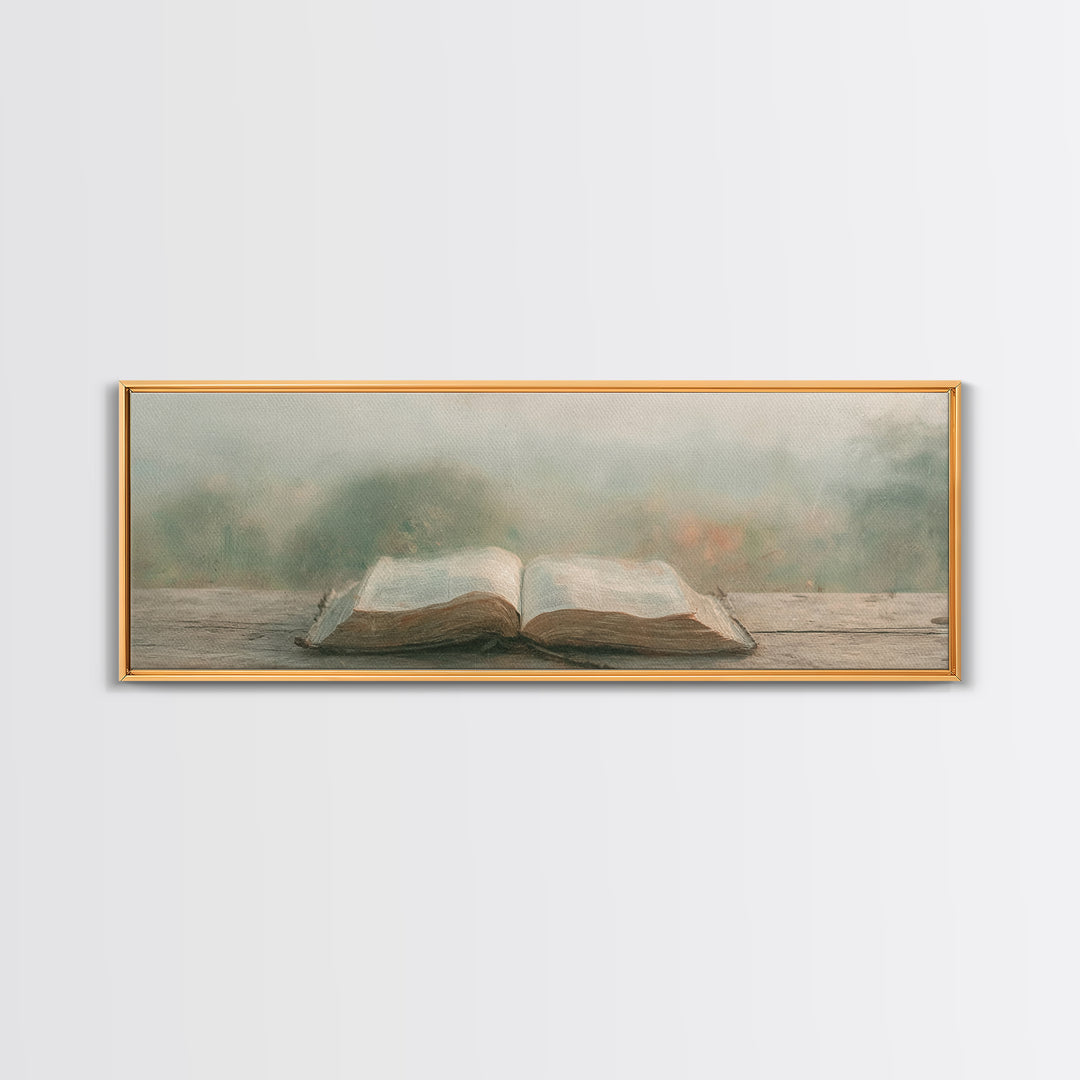 Quiet Morning Grace | Framed Canvas Print | Christian Art | Christian Wall Art | Panoramic Painting | Christian Canvas Art | Christmas Wall