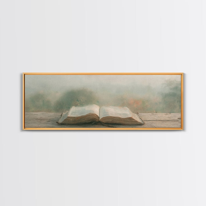 Quiet Morning Grace | Framed Canvas Print | Christian Art | Christian Wall Art | Panoramic Painting | Christian Canvas Art | Christmas Wall
