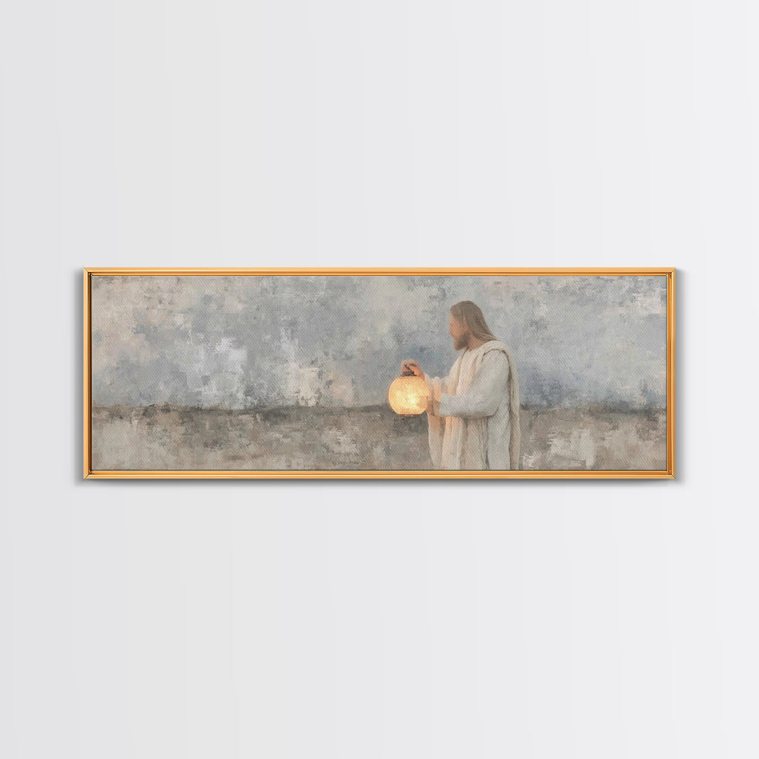 Radiant Night Walk – Framed Canvas Print – Christian Art Canvas – Panoramic Painting – Christian Wall Art – Christian Decor – Christmas Art