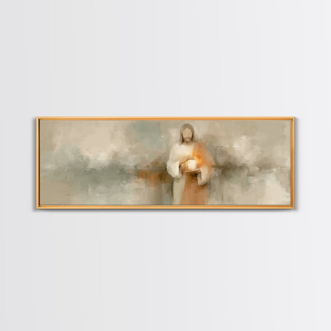 The Eternal Flame, Framed Canvas Print, Christian Art Canvas, Panoramic Art, Jesus Painting, Christian Wall Art, Christian Decor, Christmas