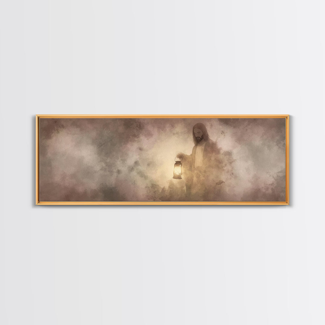 Guiding Night Hope | Framed Canvas Print | Panoramic Wall Art | Christian Art Canvas | Jesus Painting | Christian Decor | Christmas Art | C
