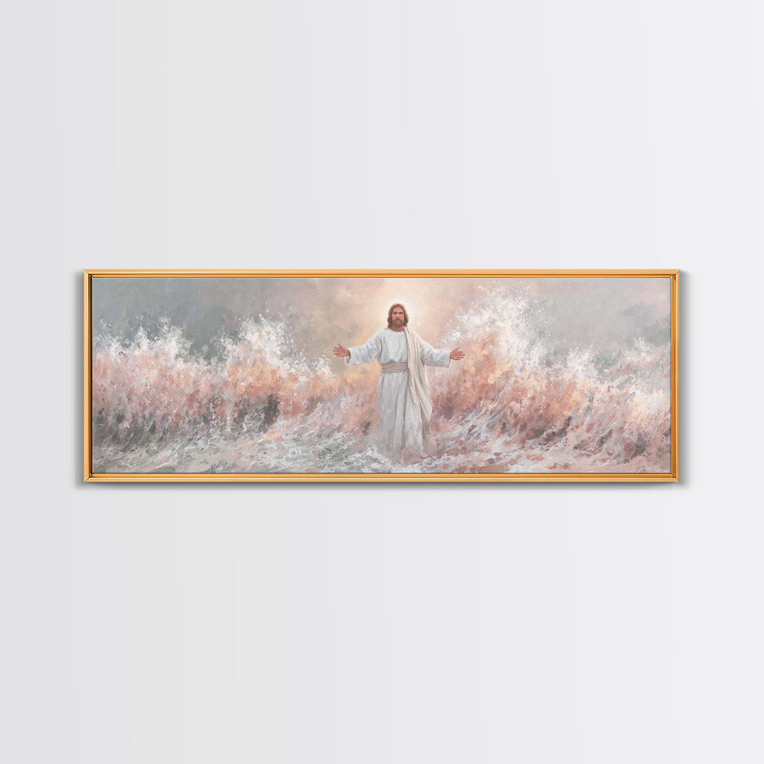 Stormborne Grace – Framed Canvas Print – Panoramic Frame – Christian Wall Art – Jesus Painting – Christian Art Canvas – Christian Decor – C