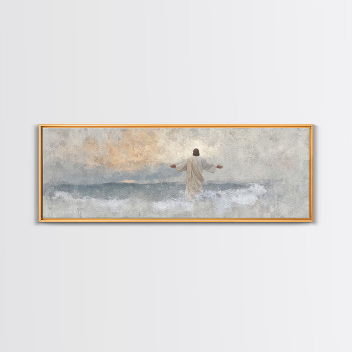 Waves Of Glory, Framed Canvas Print, Panoramic Wall Art, Christian Art Canvas, Christian Wall Art, Jesus Painting, Christian Decor, Christm