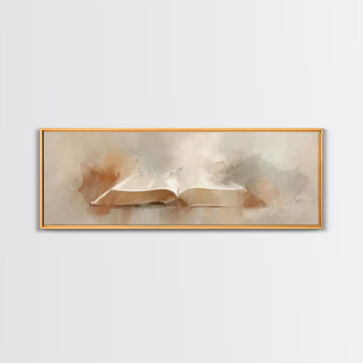 Misty Dawn Prayer, Framed Canvas Print, Christian Art Canvas, Christian Wall Art, Panoramic Print, Christian Painting, Christmas Art