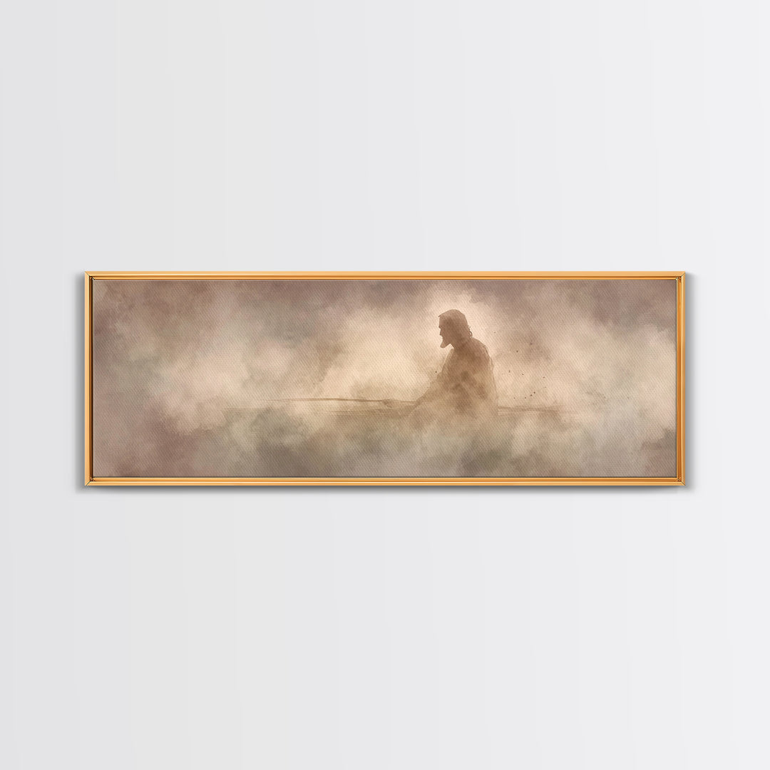 Eternal Stillness, Framed Canvas Print, Panoramic Print, Christian Art, Jesus Painting, Christian Wall Art, Modern Christian Art