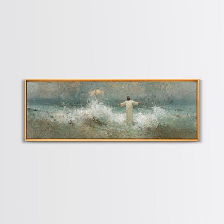Heavenly Rising, Framed Canvas Print, Panoramic Painting, Christian Art Canvas, Jesus Painting, Christian Wall Art, Christmas Art Prints
