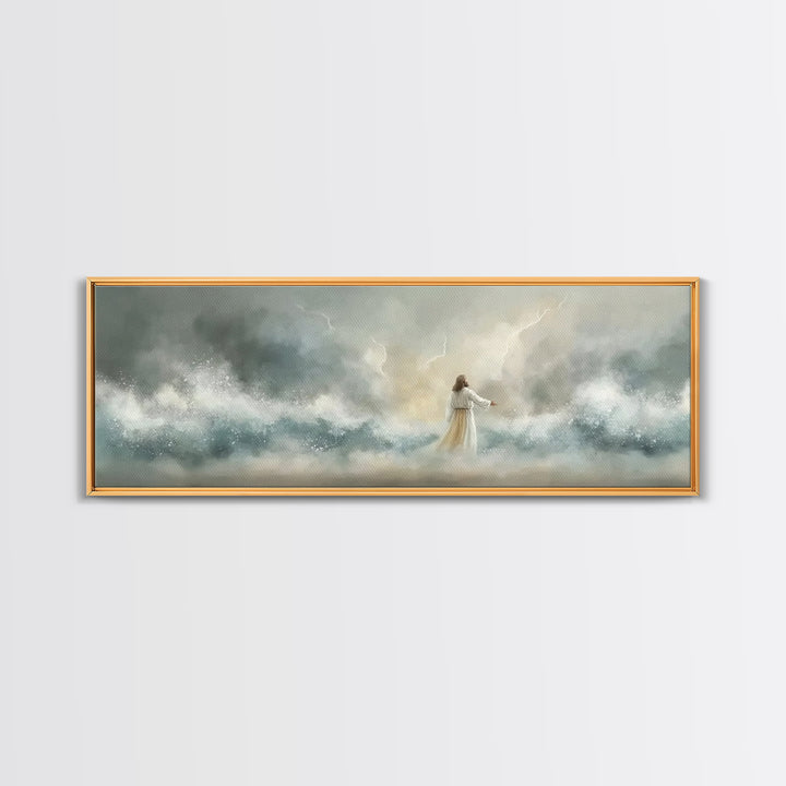 Storm Of Grace – Framed Canvas Print – Panoramic Art – Christian Wall Art – Jesus Painting – Christian Art Canvas – Christian Christmas Art