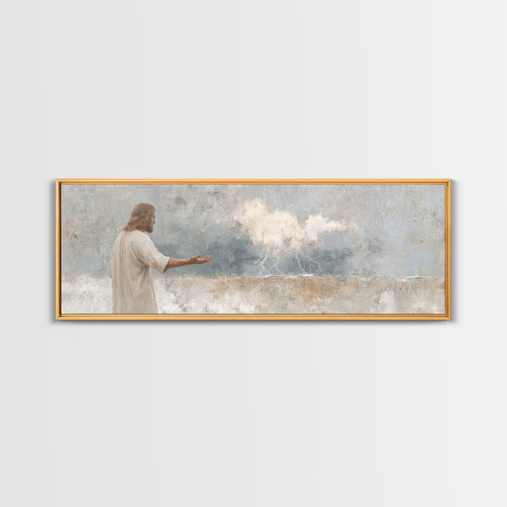 Heaven’s Thunder, Framed Canvas Print, Panoramic Print, Christian Art Canvas, Christian Wall Art, Jesus Painting, Modern Christian Art