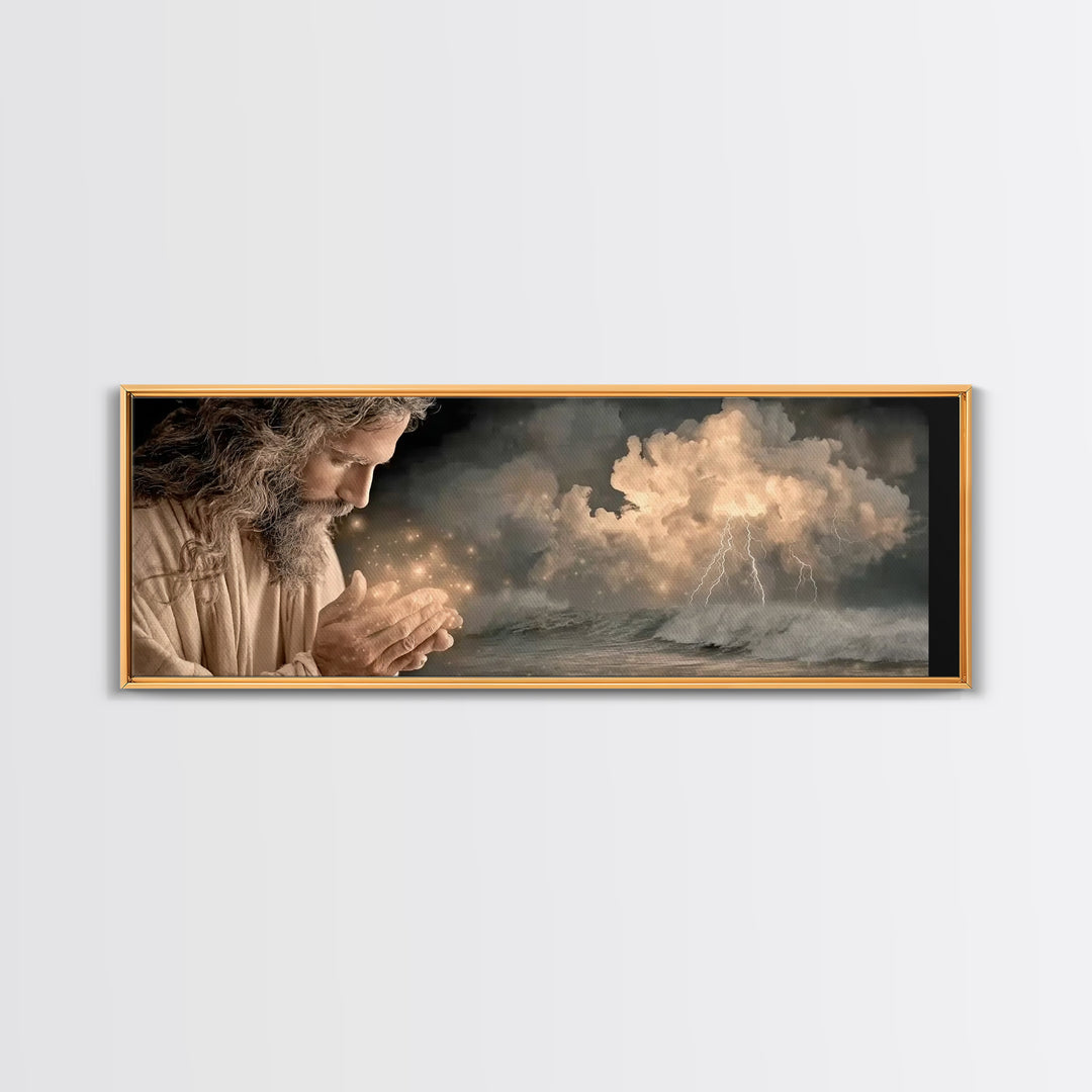 Sacred Dawn | Framed Canvas Print | Panoramic Wall Art | Christian Art | Jesus Painting | Christian Art Canvas | Christian Decor